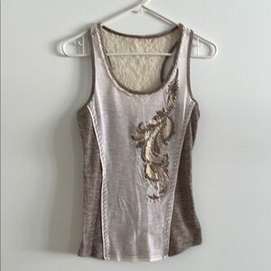 Elegant Cream and Brown Women's Top